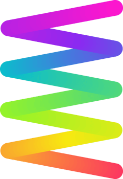 Color gradient zigzag line. Abstract wavy spiral shape. Rainbow ribbon design. Organic curved element. Fluid bright squiggle with color gradation. png