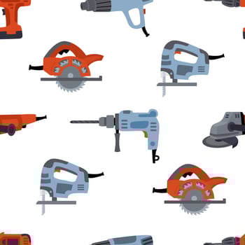 Colorful pattern of various power tools vector