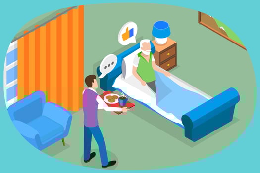 3D Isometric Flat Conceptual Illustration of Caregiver, A Nurse Taking Care of Patient vector
