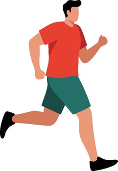 Male runner jogging in red shirt and green shorts active fitness exercise illustration vector