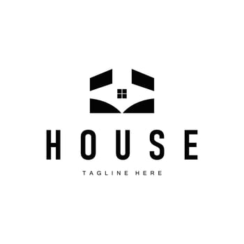 house logo concept with a simple modern minimalist concept as a symbol of a house building, architectural of a business brand, product or poster template vector