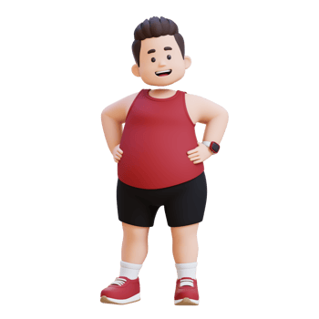 3D plus size overweight fat man in confident pose png