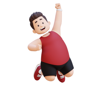 3D plus size overweight man in sportswear jumping with excitement png