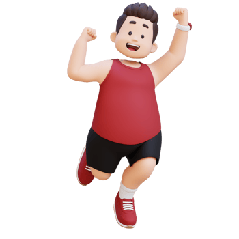 Joyful 3D plus size overweight man Victory Jump png