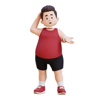 Confused 3D plus size overweight fat man png
