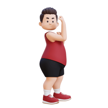 3D plus size overweight man Flexing his Biceps png