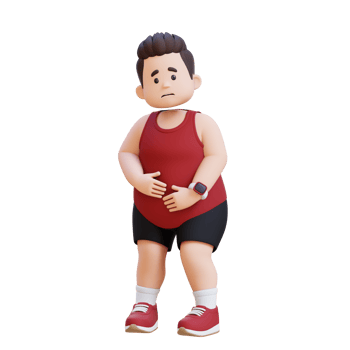 3D plus size overweight man in Stomach Ache png