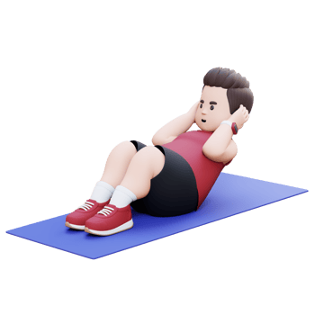 3D Plus Size Overweight Man Doing Sit Ups on a Mat png