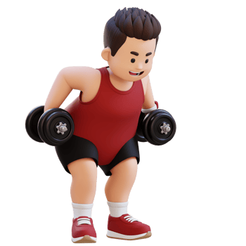3D Plus Size Overweight Man Bent Over Row png