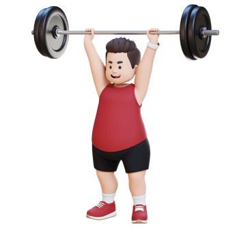 3D Plus Size Overweight Man doing Overhead Press png