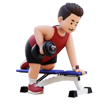3D Plus Size Overweight Man Doing Dumbbell Rows png