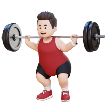 3D Plus Size Overweight Man doing Barbell Squat Workout png