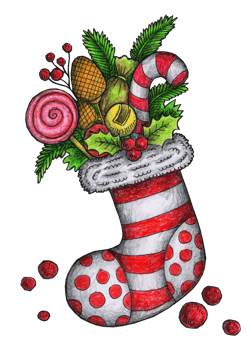 hand made christmas stocking illustration png
