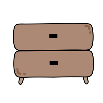 Simple Two-Drawer Cabinet Icon - Modern Furniture Graphic Minimalist Storage Unit Illustration Clean Chest of Drawers Symbol png