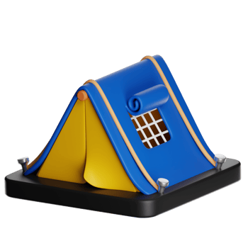 Camping tent icon resting on a platform png