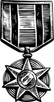 A vintage style illustration depicting war medal vector