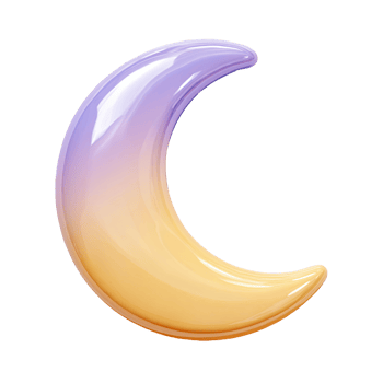 3D crescent moon, ombre colors png