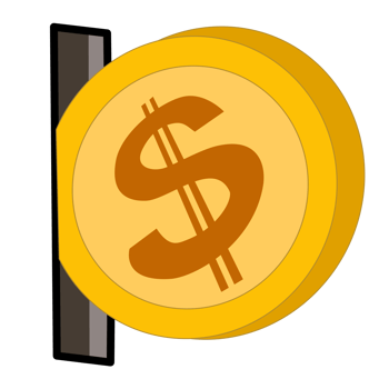 Illustration of a inserting Gold Dollar Coin to a slot. png