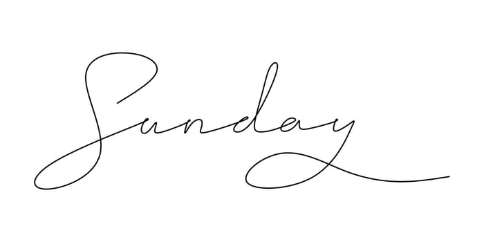 Sunday Word Continuous Line Drawing for Weekend Graphics vector