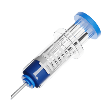 Medical syringe injecting blue liquid png