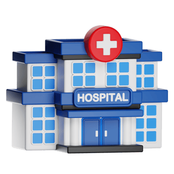 Hospital building with red cross symbol providing healthcare services png