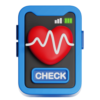 Smartwatch showing heartbeat and check button png