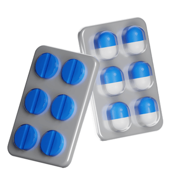 Blue and white pills blister packs png