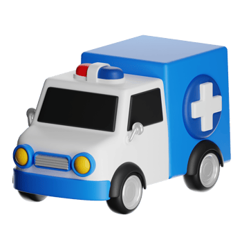 3d ambulance cartoon delivering first aid png