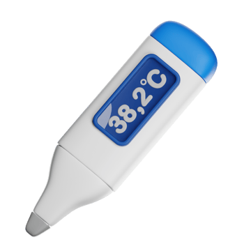 Digital medical thermometer showing high fever png