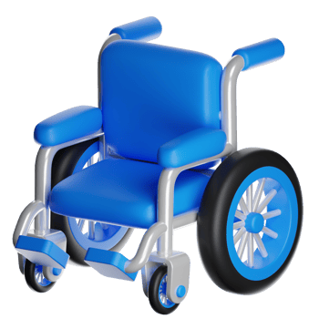 Blue wheelchair providing mobility and independence png