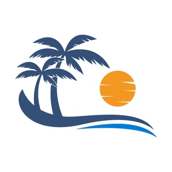 Tropical beach palm tree logo vector