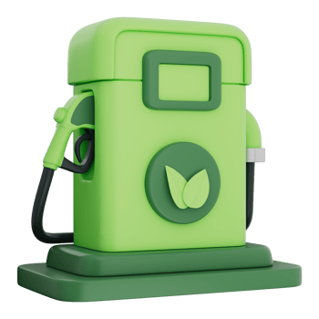 3d gas pump with green fuel, biofuel, and eco power. Energy icon for clean transport, green vehicle, automotive fuel, sustainable energy, environment. Transparent background, 3d illustration. png