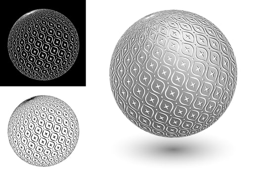 decorative sphere with engraving Oriental ornate with diamonds and stars. Design element for banner decoration. Easy to edit color. Isolated black and white image vector