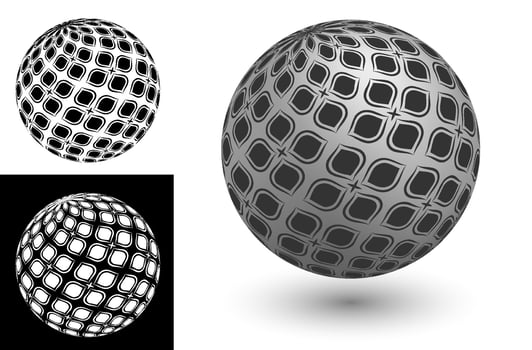 decorative sphere with abstract geometric flowers ornament. Design element for banner decoration. Easy to edit color. Isolated black and white image vector
