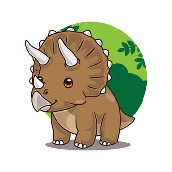 Cartoon Illustration of Triceratops Dinosaur vector