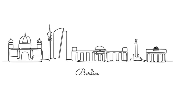 Berlin Skyline One Line Drawing for Modern Travel Graphics vector