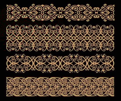 Authentic Borneo Culture Ornamental Borders vector