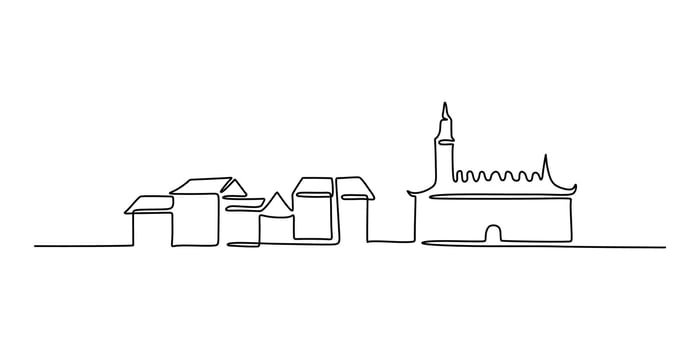 Castle and Residence One Line Drawing for Travel and History vector