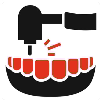 Tooth Cavity Filling icon concept in red color vector
