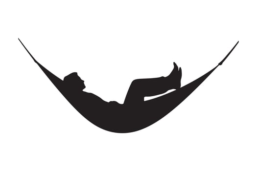 Person relaxing in a hammock, isolated on white background vector