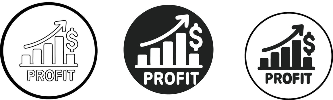 Profit growth chart icons set isolated on white background vector