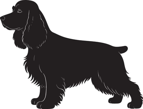 Cocker Spaniel solid black silhouette vector