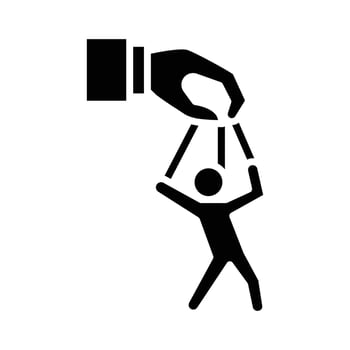 Micromanagement Icon Glyph Style Solid Black Silhouette Boss Controlling Employee with Pressure and Supervision Symbol Workplace Stress and Overcontrol Concept vector