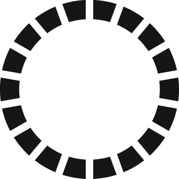 Segments arranged in a circular formation create a preloader or buffer icon, representing an ongoing process or download with a clean, simple design in black and white vector