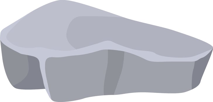 Gray cartoon rock floating in the air with light coming from above, simple and minimalist design, perfect for educational and nature related projects vector