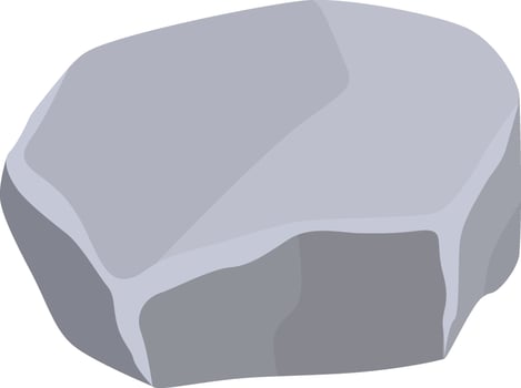 Cartoon gray rock resting on the ground, isolated against a clean white background, offering versatility for games, educational illustrations, and various creative projects vector