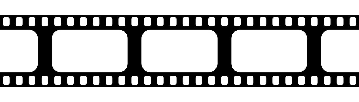 Classic movie film strip with empty frames, perfect for cinematic themes, editing concepts, or nostalgic design projects. A versatile border or background element vector