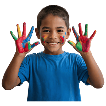 Cheerful Kid with Rainbow Hands - Playful Childhood Image png