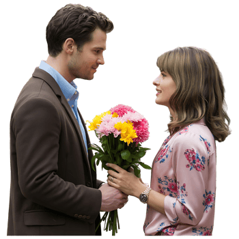 Couple in Love with Flowers Perfect for Valentines Day or Anniversary png