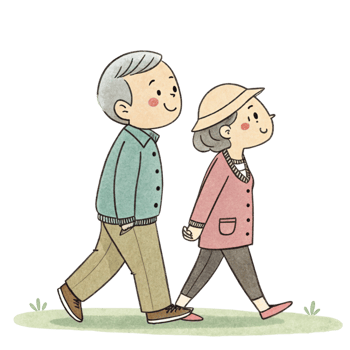 illustration of an elderly couple walking png